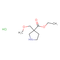 Chemical structure of ethyl 3-(methoxymethyl)pyrrolidine-3-carboxylate hydrochloride - CSSB21043417560