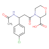 Chemical structure of 4-[3-(4-chlorophenyl)-3-acetamidopropanoyl]morpholine-3-carboxylic acid - CSSS00027661130
