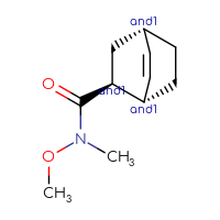 Chemical structure of rac-(1R,2R,4R)-N-methoxy-N-methylbicyclo[2.2.2]oct-5-ene-2-carboxamide - CSSB21291562993