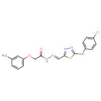 Chemical structure of N'-[(E)-{5-[(4-chlorophenyl)amino]-1,3,4-thiadiazol-2-yl}methylidene]-2-(3-methylphenoxy)acetohydrazide - CSSB06633775157