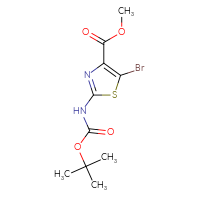 Chemical structure of methyl 5-bromo-2-{[(tert-butoxy)carbonyl]amino}-1,3-thiazole-4-carboxylate - CSSB00010186284