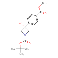 Chemical structure of tert-butyl 3-hydroxy-3-[4-(methoxycarbonyl)phenyl]azetidine-1-carboxylate - CSSB03554934695