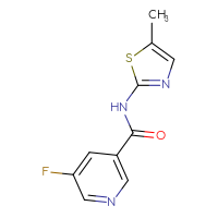 Chemical structure of 5-fluoro-N-(5-methyl-1,3-thiazol-2-yl)pyridine-3-carboxamide - CSSB01994063177