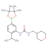 Chemical structure of 1-[(oxan-4-yl)methyl]-3-[2-(propan-2-yl)-5-(4,4,5,5-tetramethyl-1,3,2-dioxaborolan-2-yl)phenyl]urea - CSSB21332085746
