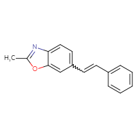 Chemical structure of 2-methyl-6-(2-phenylethenyl)-1,3-benzoxazole - CSSB06588105050