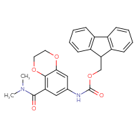 Chemical structure of (9H-fluoren-9-yl)methyl N-[8-(dimethylcarbamoyl)-2,3-dihydro-1,4-benzodioxin-6-yl]carbamate - CSSB21043413390