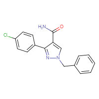 Chemical structure of 1-benzyl-3-(4-chlorophenyl)-1H-pyrazole-4-carboxamide - CSSB00076495649