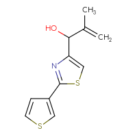 Chemical structure of 2-methyl-1-[2-(thiophen-3-yl)-1,3-thiazol-4-yl]prop-2-en-1-ol - CSSB21246411010