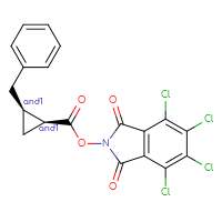 Chemical structure of rac-4,5,6,7-tetrachloro-1,3-dioxo-2,3-dihydro-1H-isoindol-2-yl (1R,2R)-2-benzylcyclopropane-1-carboxylate - CSSB20620684973