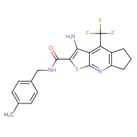 Chemical structure of 6-amino-N-[(4-methylphenyl)methyl]-8-(trifluoromethyl)-4-thia-2-azatricyclo[7.3.0.0³,⁷]dodeca-1(9),2,5,7-tetraene-5-carboxamide - CSSB00102541127