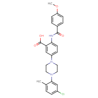 Chemical structure of 5-[4-(5-chloro-2-methylphenyl)piperazin-1-yl]-2-(4-methoxybenzamido)benzoic acid - CSSB03438860860