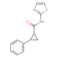 Chemical structure of 2-phenyl-N-(1,3-thiazol-2-yl)cyclopropane-1-carboxamide - CSSB00159431301
