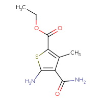 Chemical structure of ethyl 5-amino-4-carbamoyl-3-methylthiophene-2-carboxylate - CSSB00000229887