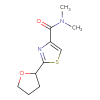 Chemical structure of N,N-dimethyl-2-(oxolan-2-yl)-1,3-thiazole-4-carboxamide - CSSB01992247158