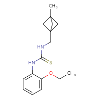 Chemical structure of 1-(2-ethoxyphenyl)-3-({3-methylbicyclo[1.1.1]pentan-1-yl}methyl)thiourea - CSSB03717195789
