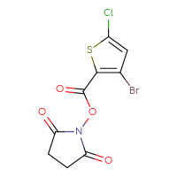 Chemical structure of 2,5-dioxopyrrolidin-1-yl 3-bromo-5-chlorothiophene-2-carboxylate - CSSB20270695680