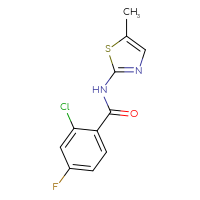 Chemical structure of 2-chloro-4-fluoro-N-(5-methyl-1,3-thiazol-2-yl)benzamide - CSSB00027875919