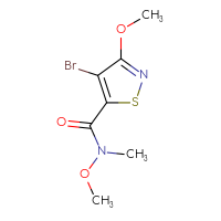 Chemical structure of 4-bromo-N,3-dimethoxy-N-methyl-1,2-thiazole-5-carboxamide - CSSB01991536987