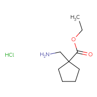 Chemical structure of ethyl 1-(aminomethyl)cyclopentane-1-carboxylate hydrochloride - CSSB00025790667