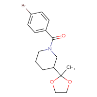 Chemical structure of 1-(4-bromobenzoyl)-3-(2-methyl-1,3-dioxolan-2-yl)piperidine - CSSB02075026827