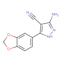Chemical structure of 3-amino-5-(2H-1,3-benzodioxol-5-yl)-1H-pyrazole-4-carbonitrile - CSSB00160498855