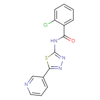 Chemical structure of 2-chloro-N-[5-(pyridin-3-yl)-1,3,4-thiadiazol-2-yl]benzamide - CSSB00121654331