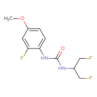 Chemical structure of 3-(1,3-difluoropropan-2-yl)-1-(2-fluoro-4-methoxyphenyl)urea - CSSB02004505569