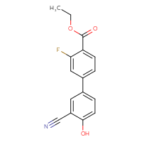 Chemical structure of ethyl 3'-cyano-3-fluoro-4'-hydroxy-[1,1'-biphenyl]-4-carboxylate - CSSB00150704170