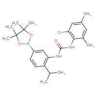 Chemical structure of 1-(2-chloro-4,6-dimethylphenyl)-3-[2-(propan-2-yl)-5-(4,4,5,5-tetramethyl-1,3,2-dioxaborolan-2-yl)phenyl]urea - CSSB21332093346