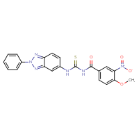 Chemical structure of 1-(4-methoxy-3-nitrobenzoyl)-3-(2-phenyl-2H-1,2,3-benzotriazol-5-yl)thiourea - CSSB00121706333