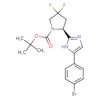 Chemical structure of tert-butyl (2S)-2-[5-(4-bromophenyl)-1H-imidazol-2-yl]-4,4-difluoropyrrolidine-1-carboxylate - CSSB00025711063