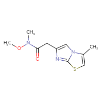 Chemical structure of N-methoxy-N-methyl-2-{3-methylimidazo[2,1-b][1,3]thiazol-6-yl}acetamide - CSSB01994167782