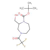 Chemical structure of tert-butyl 2-(hydroxymethyl)-4-(2,2,2-trifluoroacetyl)-1,4-diazepane-1-carboxylate - CSSB03496575394