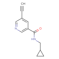 Chemical structure of N-(cyclopropylmethyl)-5-ethynylpyridine-3-carboxamide - CSSB01991552408