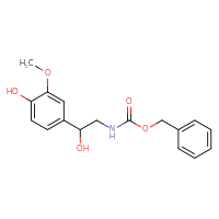 Chemical structure of benzyl N-[2-hydroxy-2-(4-hydroxy-3-methoxyphenyl)ethyl]carbamate - CSSB03496565994