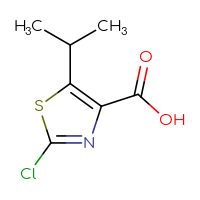 Chemical structure of 2-chloro-5-(propan-2-yl)-1,3-thiazole-4-carboxylic acid - CSSB00000067569