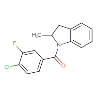 Chemical structure of 1-(4-chloro-3-fluorobenzoyl)-2-methyl-2,3-dihydro-1H-indole - CSSB02034511677
