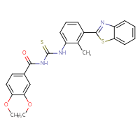 Chemical structure of 1-[3-(1,3-benzothiazol-2-yl)-2-methylphenyl]-3-(3,4-dimethoxybenzoyl)thiourea - CSSB00121706508