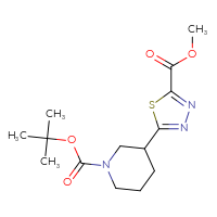 Chemical structure of tert-butyl 3-[5-(methoxycarbonyl)-1,3,4-thiadiazol-2-yl]piperidine-1-carboxylate - CSSB06730030681