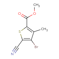 Chemical structure of methyl 4-bromo-5-cyano-3-methylthiophene-2-carboxylate - CSSB00010124591