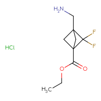Chemical structure of ethyl 3-(aminomethyl)-2,2-difluorobicyclo[1.1.1]pentane-1-carboxylate hydrochloride - CSSB20963520173