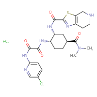 Chemical structure of N'-(5-chloropyridin-2-yl)-N-[(1S,2R,4S)-4-(dimethylcarbamoyl)-2-{4H,5H,6H,7H-[1,3]thiazolo[5,4-c]pyridine-2-amido}cyclohexyl]ethanediamide hydrochloride - CSSB00102519983
