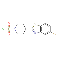Chemical structure of 4-(5-fluoro-1,3-benzothiazol-2-yl)piperidine-1-sulfonyl chloride - CSSB21224775222