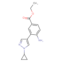 Chemical structure of ethyl 4-amino-3-(1-cyclopropyl-1H-pyrazol-4-yl)benzoate - CSSB06594807029