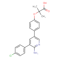 Chemical structure of 2-{4-[6-amino-5-(4-chlorophenyl)pyridin-3-yl]phenoxy}-2-methylpropanoic acid - CSSB00159323051