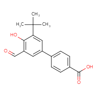 Chemical structure of 3'-tert-butyl-5'-formyl-4'-hydroxy-[1,1'-biphenyl]-4-carboxylic acid - CSSB00025702620