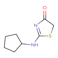 Chemical structure of 2-(cyclopentylamino)-4,5-dihydro-1,3-thiazol-4-one - CSSB00000010353