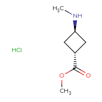 Chemical structure of methyl (1r,3r)-3-(methylamino)cyclobutane-1-carboxylate hydrochloride - CSSB02125555039