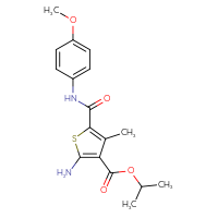Chemical structure of propan-2-yl 2-amino-5-[(4-methoxyphenyl)carbamoyl]-4-methylthiophene-3-carboxylate - CSSB00020594787