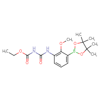 Chemical structure of ethyl N-{[2-methoxy-3-(4,4,5,5-tetramethyl-1,3,2-dioxaborolan-2-yl)phenyl]carbamoyl}carbamate - CSSB21245996290